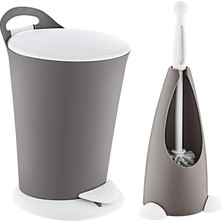 Smartware Penguen Pedallı Çöp Kovası ve Klozet Fırçası Set Terra