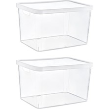 Smartware 2'li Set Stafi Çok Amaçlı Kapaklı Kutu Şeffaf 18 Lt