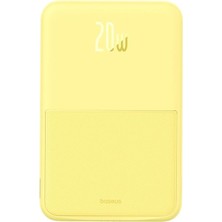 Baseus Magpro Magnetic Bracket Wireless Fast-Charging Power Bank 5000MAH 20W Lemon Yellow (With Simply Series Charging Cable Type-C To Type-C (20V/3A) 30CM White)