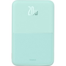 Baseus Magpro Magnetic Bracket Wireless Fast-Charging Power Bank 5000MAH 20W Peppermint Blue (With Simply Series Charging Cable Type-C To Type-C (20V/3A) 30CM White)
