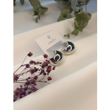 Luna Jewelry Kadın Gümüş Renk Bombeli Yarım Ay 316 L Çelik Küpe