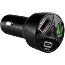 3 Çıkışlı Destekli Oto Çakmaklık Şarj Aleti Type-C ve USB Çıkışlı 55W - CR10 Leastra 55 Watt