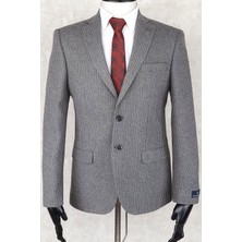 Jan Carlucci Yünlü Erkek Regular Fit Mono Yaka Gri Drop 6 Tek Ceket