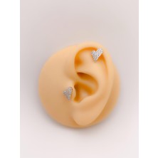 Trinos Cerrahi Çelik Piercing Zirkon Taşlı Asimetrik Kalp Kıkırdak Helix Tragus Piercing (1 Adet)