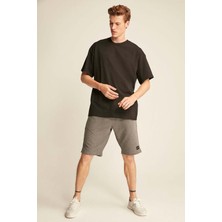Jett Erkek Oversize Fit %100 Pamuk Kalın Dokulu Siyah T-shirt