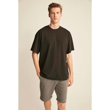 Jett Erkek Oversize Fit %100 Pamuk Kalın Dokulu Siyah T-shirt