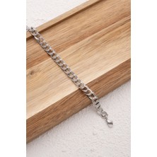 Byflorya Jewelry Çelik Çift Halkalı Zincir Halhal Kalın Iç Içe Geçmeli Zincir Kararmaz 7mm 22CM+4CM