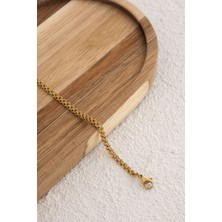 Byflorya Jewelry Çelik Örme Zincir Halhal Günlük Kullanıma Uygun Iç Içe Geçmeli Klasik Forse Halhal 3mm 22CM+4CM