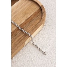 Byflorya Jewelry Çelik Küçük Burgu Zincir Halhal Günlük Kullanıma Uygun Küçük Iç Içe Geçmeli Halhal 3mm 22CM+4CM
