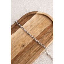 Byflorya Jewelry Çelik Küçük Burgu Zincir Halhal Günlük Kullanıma Uygun Küçük Iç Içe Geçmeli Halhal 3mm 22CM+4CM