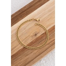 Byflorya Jewelry Çelik Almak Gurmet Zincir Halhal Günlük Kullanıma Uygun Miami Küçük Zarif Küba Halhal 3mm 22CM+3CM