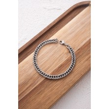Byflorya Jewelry Çelik Almak Gurmet Zincir Halhal Günlük Kullanıma Uygun Miami Büyük Küba Halhal 6mm 22CM+3CM