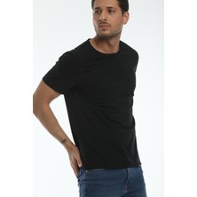 Closus Yuvarlak Yaka Siyah Regular Fit Organik Pamuk T-Shirt