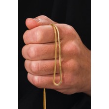 Gümüş 2.5 mm Altın Gold Kaplama Yassı Italyan Model Yılan  Zincir Kolye