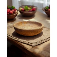 F&s Woodart Zeytin Ağacı Tek Parça El Yapımı Doğal Ahşap Dekoratif Yuvarlak Kase Tabak 20  cm