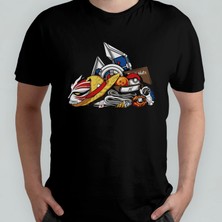 Pixxa Anime Kolaj One Piece Bleach Pokemon Dragon Ball %100 Pamuklu Bisiklet Yaka T-Shirt Model 1