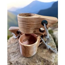 Zeytin Ağacı Kuksa - Kamp Çay Kahve Fincan - Kupa - Tahta Ahşap Bardak Kase