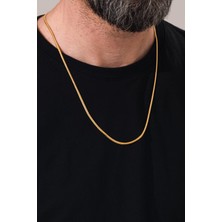 Gümüş 2.5 mm Altın Gold Kaplama Yassı Italyan Model Yılan  Zincir Kolye