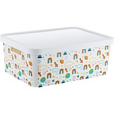 Smartware Stafi Desenli Çok Amaçlı Kapaklı Kutu 12 Lt