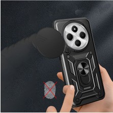 ZORE Xiaomi Redmi 14C 4g Uyumlu Magnetik Standlı Kamera Korumalı Zore Sürgülü Vega Kapak-Mavi