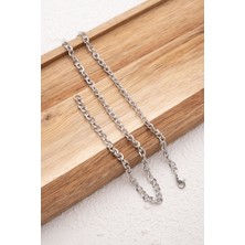 Çelik Dokulu Bel Zinciri Günlük Kullanıma Uygun Minimal Ince Iç Içe Geçmeli Halkalar 60-75CM 4mm