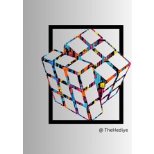 The Hediye Metal Tablo - Küp Rubiks -Renkli Tasarım