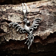Ebrar Silver Gümüş Anka Kuşu Kolye 925 Ayar Gümüş Zümrüdüanka Kuşu Unisex Kolye Anka Kuşu Figürlü Kolye