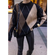 Sayzen Baklava Desen Oversize Triko Kazak