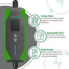 Truwatt ZT207 Taşınabilir Elektrikli Araç Şarj Cihazı Türkçe Menü 16A/3.5KW/220V (7 Metre)
