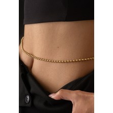 Çelik Toplu Bel Zinciri Dorika Topçuklu Yazın Günlük Kullanıma Uygun Kararmaz Zincir 60-75CM 3mm