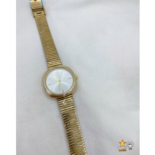 Hediyeci Market 316 L Altın Rengi Yuvarlak Kadranlı Paslanmaz Çelik Kadın Kol Saati - HMKS-0019
