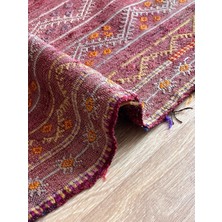 DesignEv 46 x 80  cm  Küçük Geometrik Desenli Kırmızı Turuncu Vintage Kilim, El Yapımı Anadolu Yün Halısı, Ev si