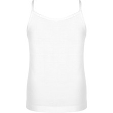 Erdem İç Giyim Erdem Beyaz Ribana İp Askılı Kız Çocuk Atlet %100 Pamuklu Esnek Kumaş 4055