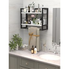 Moniev 2 Raflı Metal Düzenleyici Havluluk Baharatlık Duvara Monte Banyo Rafı Metal Organizer Çok Amaçlı Raf