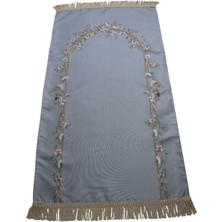 Belıeve Fresh Goblen Jakarlı Dokuma Saten Astarlı Saçaklı Buz Mavi Seccade 70 x 120