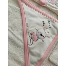 Minilka Bebe Minilkabebe Nakışlı Bebek Havlu Bornoz Seti 5 Li %100 Pamuklu Pembe