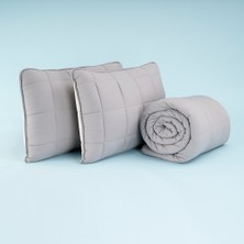 Kullanımı Kolay Çift Kişilik Yastık Alezi ve Yorgan Seti 220X240 cm Gri - Egeo Life Serisi