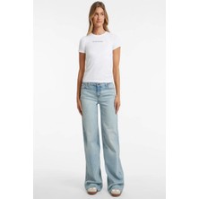 Guess Jeans Kadın Ispanyol Paça Wide-Leg Jean Açık Mavi Deni