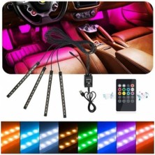 Araç Içi Rgb Renkli Ayak Altı Sese Duyarlı Kumandalı LED Çakmaklık Girişli