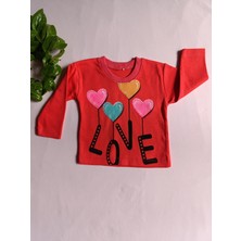 Minilka Bebe Minilkabebe Love Baskılı Alt Üst Kız Bebek Takım Açık Kırmızı