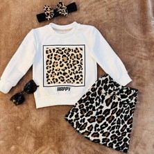 Trend Çocuk Dünyası Kız Çocuk Leopar Desenli Etekli Takım 3-7 Yaş
