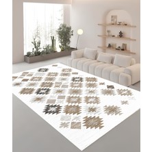 Premium Kalite Kaymaz Taban Silinebilir Salon Mutfak Koridor Halısı Krem G249