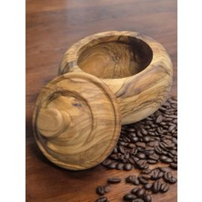 F&s Woodart Zeytin Ağacı Tek Parça El Yapımı Doğal Ahşap Kapaklı Yuvarlak Kase Şekerlik  14 cm