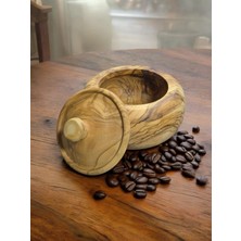 F&s Woodart Zeytin Ağacı Tek Parça El Yapımı Doğal Ahşap Kapaklı Yuvarlak Kase Şekerlik  14 cm