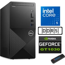 Dell Vostro 3030 mt Intel Core I5 12400 16GB Ddr5 512GB SSD Windows 11 Home Nvidia GT1030-4GB Masaüstü Bilgisayar N3030I5GT1030H07 + Zetta USB Bellek