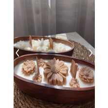 Oval Tabakta Çicek Seti - Hediyelik Mum Seti