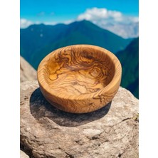 F&s Woodart Zeytin Ağacı El Yapımı Doğal Ahşap Tek Parça Yuvarlak Kase Tabak Çerezlik 14 cm
