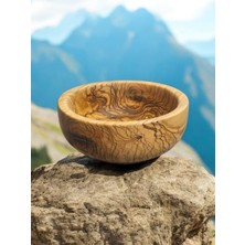 F&s Woodart Zeytin Ağacı El Yapımı Doğal Ahşap Tek Parça Yuvarlak Kase Tabak Çerezlik 14 cm