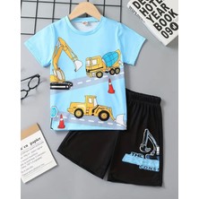 Punıx Kıds Özel Üretim Inşaat Baskılı Yeni  Stil Erkek Çocuk T-Shırt  Şort Takım
