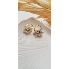 Jewelry O Clock Joc İçten Geçme Yıldız Tam Taşlı Çelik Küpe